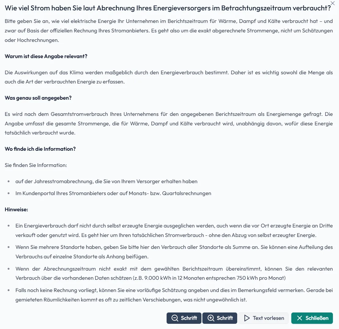 Kontextsensitive Erklärtexte